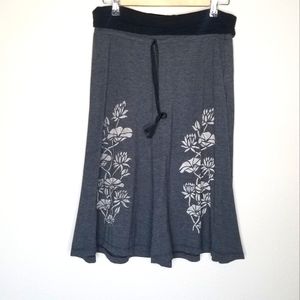 Vintage ICE BLUE knit floral printed culottes divided skirt fold over waist